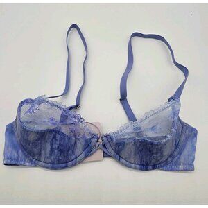 Savage X Fenty Bra Women's Size 32B Purple Lace Plunge Underwire Half Cup